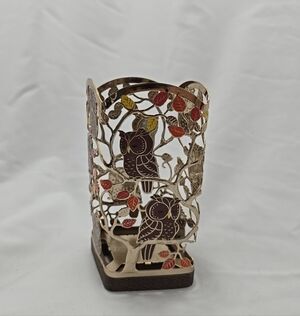 NWT Bath & Body Works Owl Fall Design Metal Base Hand Soap Holder Gold Brown